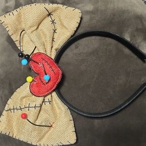 Voodoo Doll Sitched Bow Headband Heart Costume Halloween Goth Pinup Dollskill